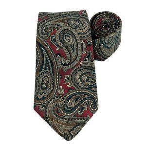 Men's 100% Silk Necktie Tie Classic Maroon Paisley